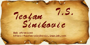 Teofan Šiniković vizit kartica